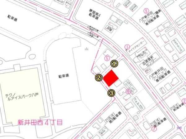 八戸市新井田西3丁目の土地(現地案内図)