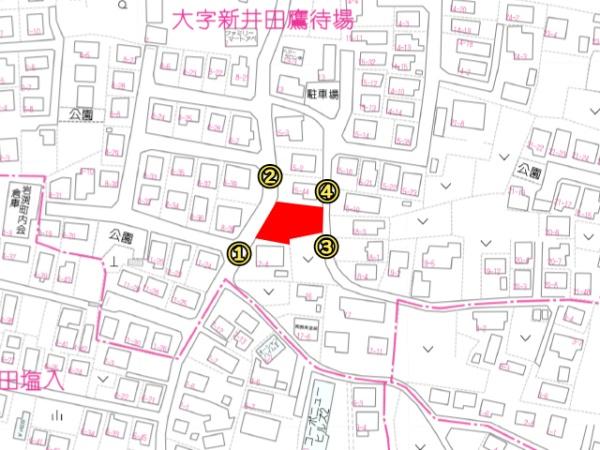 八戸市大字新井田字鷹待場の土地(現地案内図)