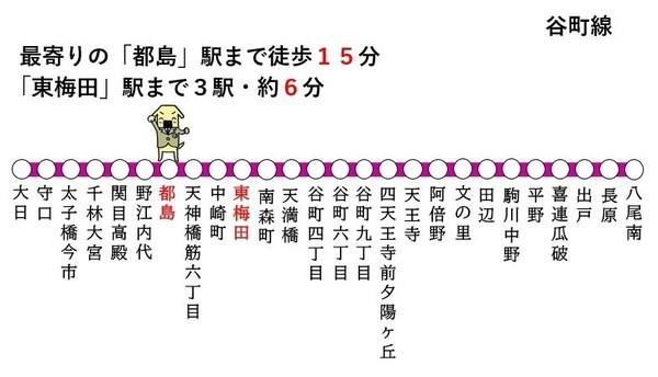 大阪市都島区高倉町３丁目の土地(路線図)