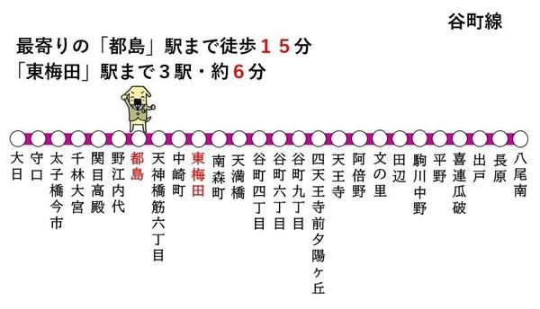 大阪市都島区高倉町3丁目の土地(路線図)