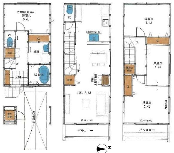 摂津市東別府2丁目の新築一戸建(間取り)