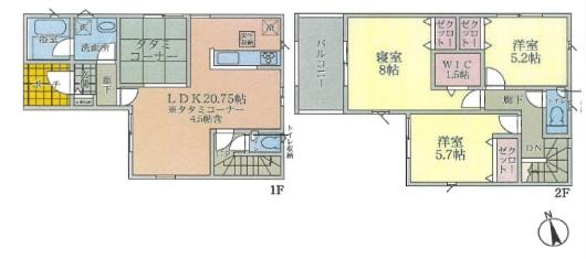 四條畷市南野6丁目の新築一戸建(間取り)