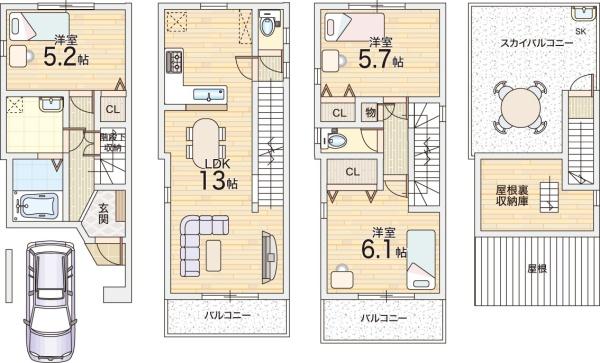 大阪市大正区三軒家東６丁目の新築一戸建
