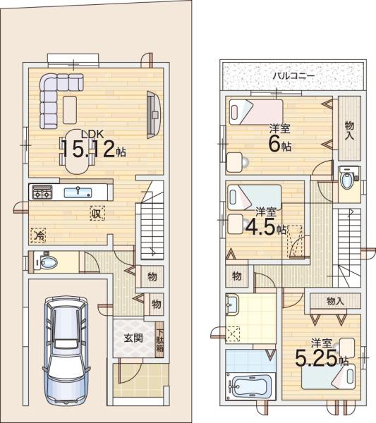 大阪市東住吉区杭全７丁目の新築一戸建