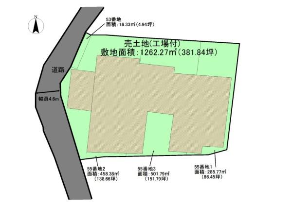 加茂町大野山際　売土地（工場建物付）