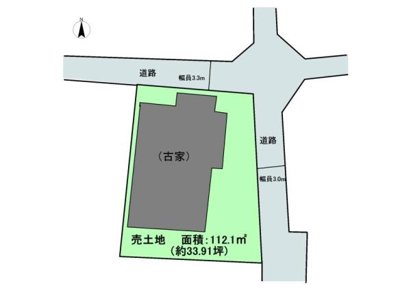 加茂町大野北前田　売地(古家付き)