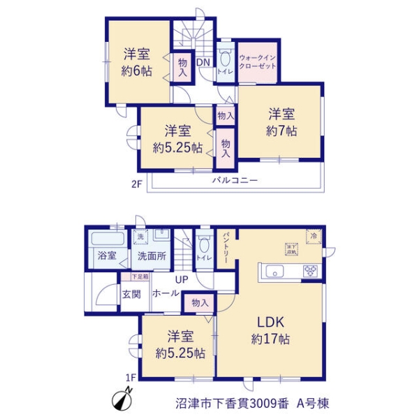 沼津市下香貫新築分譲住宅全1棟　Ａ号棟