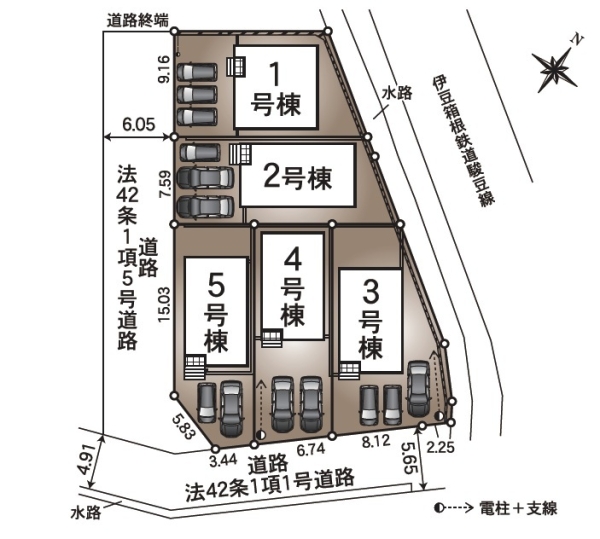 三島市中第3新築分譲住宅全5棟　1号棟