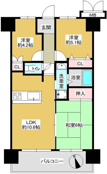 ヴェルジュパレス今里　15階　南向きバルコニー