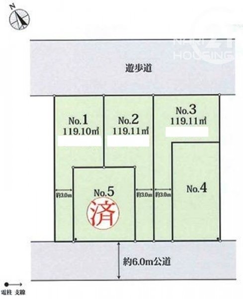 瑞穂町長岡1丁目　売地　全5区画　1号区