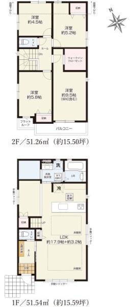 昭島市中神町 新築 全4棟 1号棟