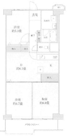 若江岩田スカイハイツ(間取り)