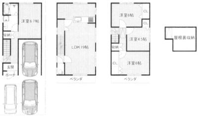 東大阪市南鴻池町2丁目の中古一戸建て(間取り)