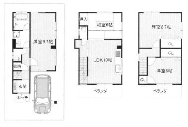 東大阪市高井田西1丁目の中古一戸建て(間取り)
