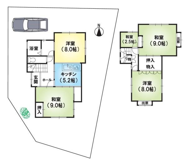 京都市山科区北花山山田町の中古一戸建て(間取り)