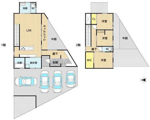 島之内新築未入居住宅。優れたデザイン性です。
