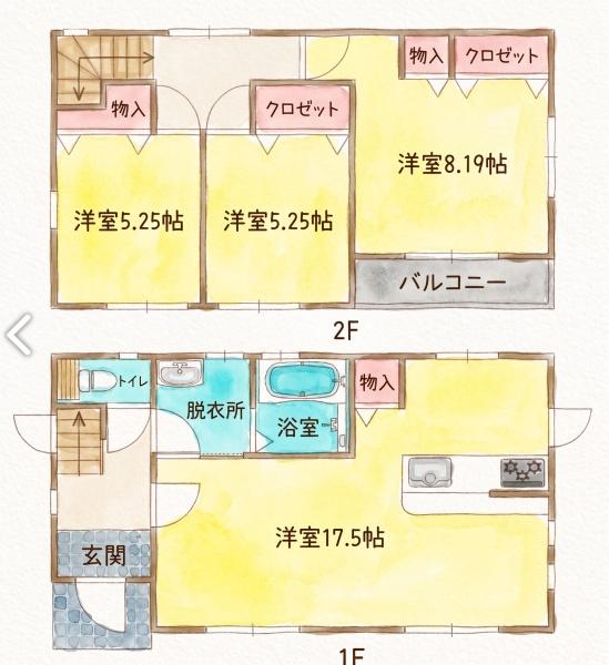 築5年・国富町本庄・車4台可・お庭付き2階建・
