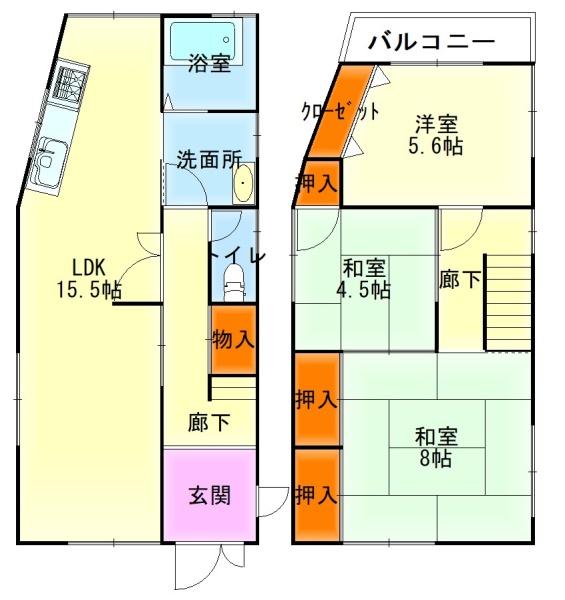岸和田市今木町の中古一戸建て(間取り)