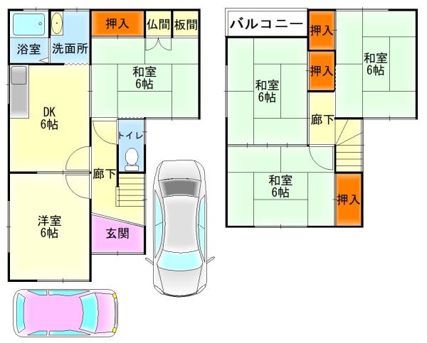 岸和田市土生町2丁目の中古一戸建て(間取り)
