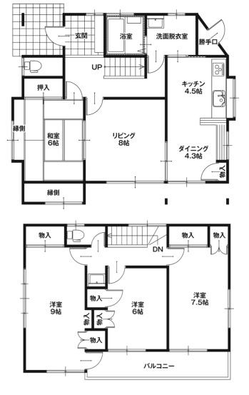 前橋市田口町の中古一戸建て(間取り)