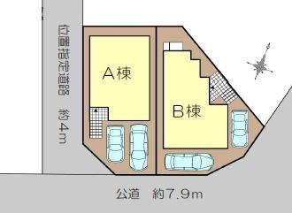 藤沢市大庭 新築A号棟 全2棟(全体区画図)