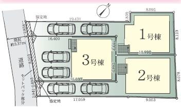 藤沢市善行1期 新築2号棟 全3棟(全体区画図)
