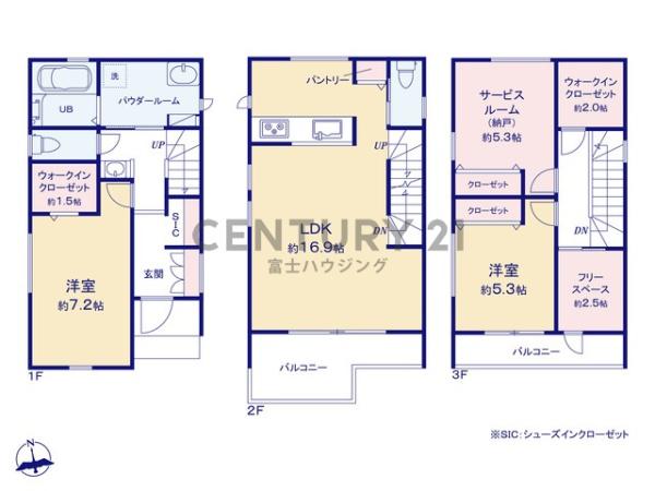 藤沢市鵠沼石上3丁目2期　新築戸建B棟　全2棟