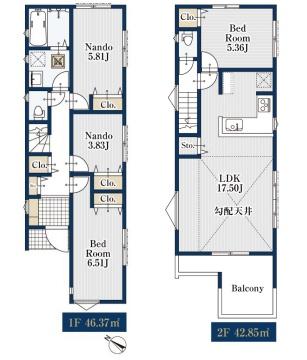 藤沢市遠藤0878②　新築1号棟　全2棟