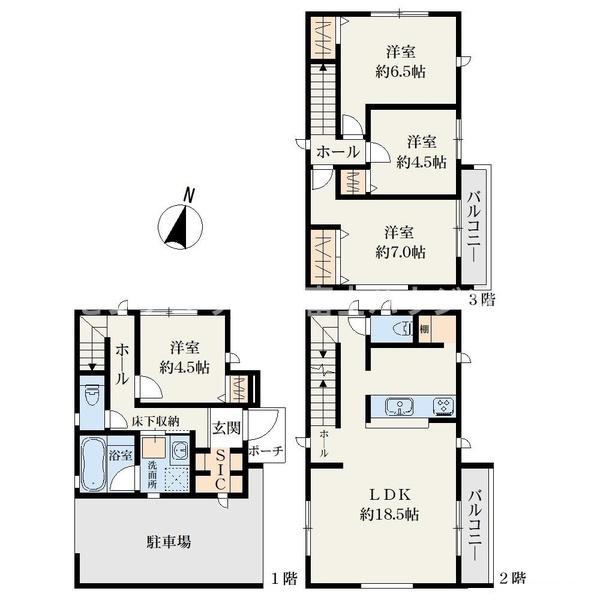 藤沢市石川5丁目2期　新築戸建1号棟　全2棟