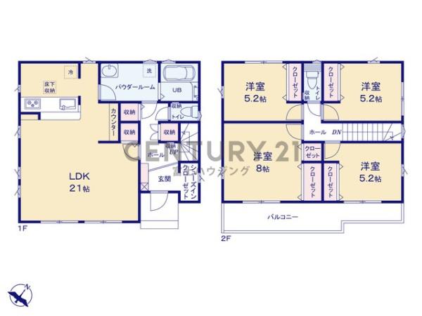 藤沢市立石2期　新築戸建2号棟　全3棟