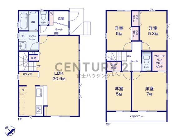 藤沢市長後1期　新築戸建2号棟　全2棟