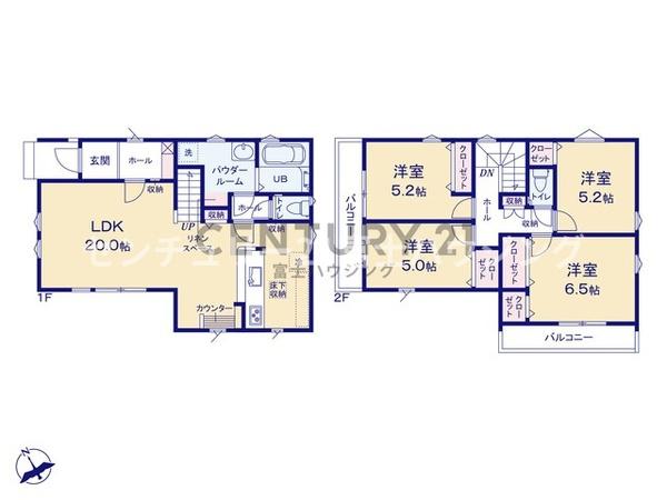 茅ヶ崎市室田2期　新築戸建2号棟　全3棟