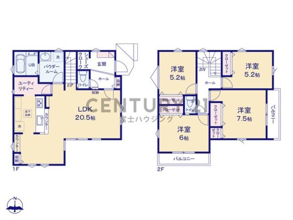 茅ヶ崎市平太夫新田1期　新築戸建1号棟　全2棟
