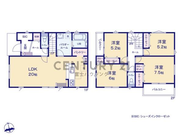 藤沢市石川5期　新築戸建2号棟　全3棟