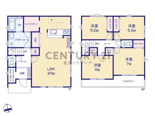 藤沢市石川5期　新築戸建3号棟　全3棟