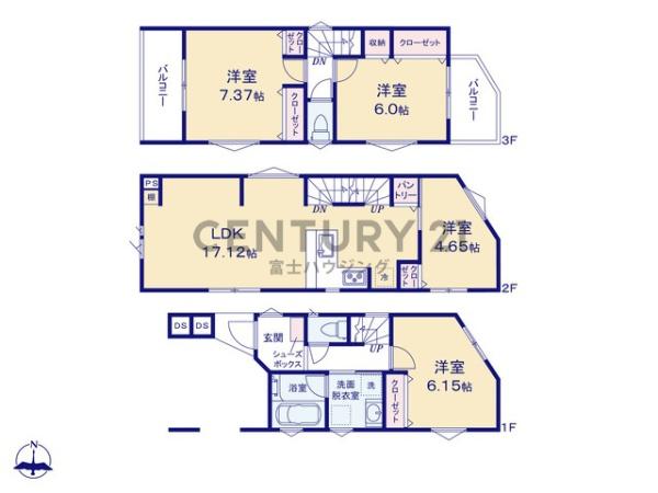 藤沢市川名1丁目Ⅱ　新築戸建2号棟　全6棟