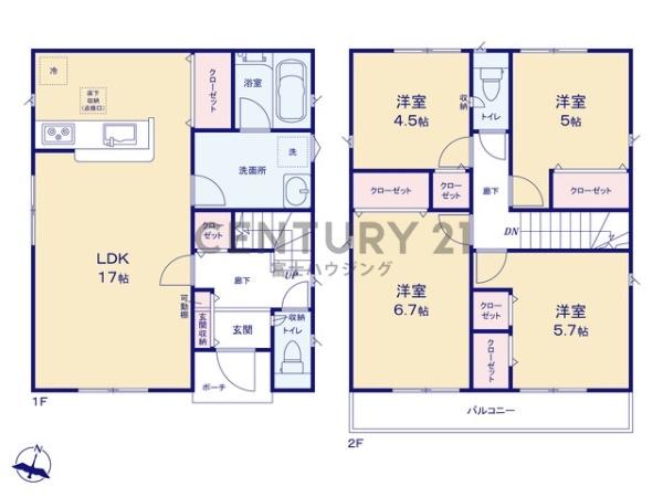 藤沢市善行第17　新築戸建1号棟　全2棟