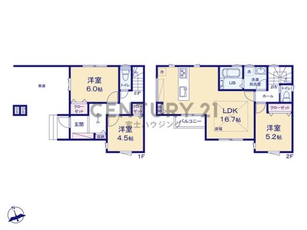 藤沢市本藤沢2丁目　新築戸建2号棟　全2棟
