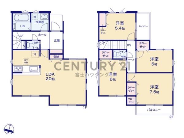 藤沢市長後3期　新築戸建2号棟　全3棟