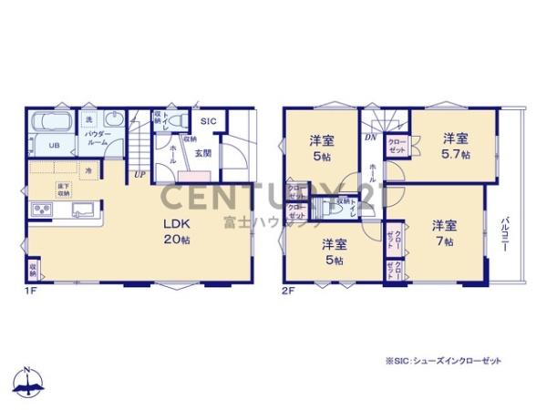 藤沢市善行坂2期　新築戸建2号棟　全3棟