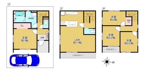 寝屋川市池田本町1期1号地　新築戸建