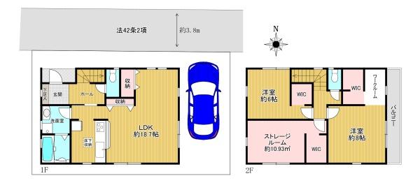 寝屋川市高柳7丁目12期　新築戸建　1号棟