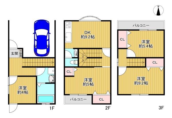大阪市東住吉区田辺3丁目　中古戸建