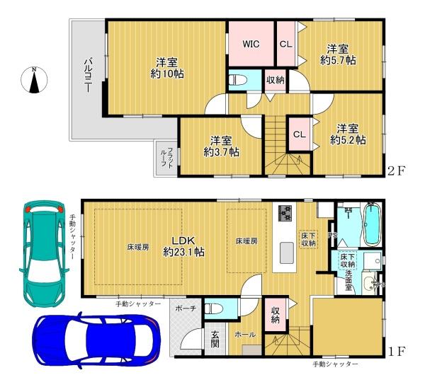 平野区瓜破西2丁目　新築戸建　１号棟