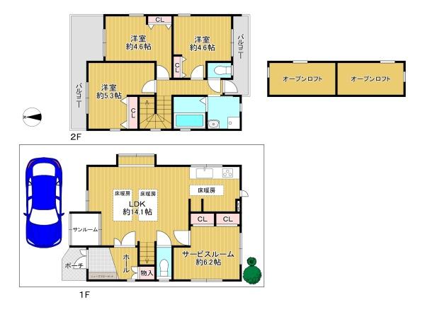 豊中市宝山町の中古一戸建て(間取り)