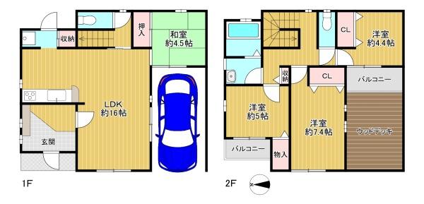 東大阪市吉田3丁目の中古一戸建て(間取り)