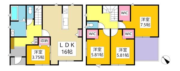 知立市牛田１丁目新築戸建全3棟2号棟