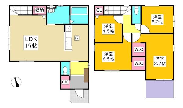 豊田市細谷町新築戸建全6棟4号棟(間取り)