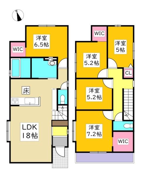 豊田市細谷町新築戸建全6棟5号棟(間取り)
