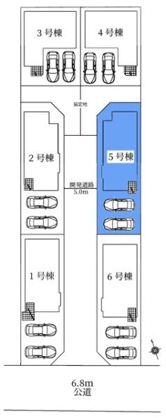豊田市細谷町新築戸建全6棟5号棟(区画図)